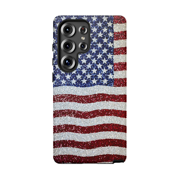 American Flag samsung Case | Sparkle Flag Design | Dual-Layer Protective Cover | Premium Patriotic Gift for Men Women