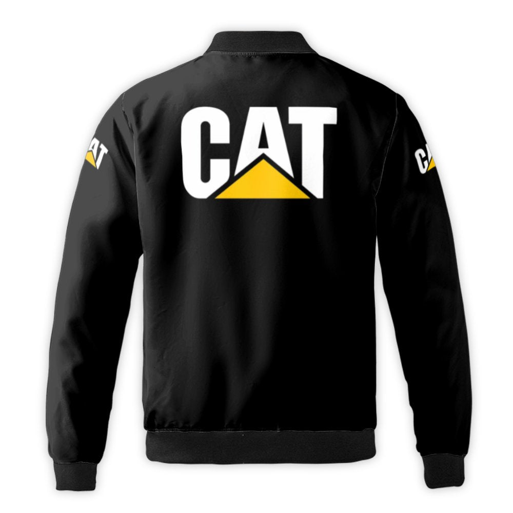 Caterpillar Logo Bomber Jacket | Heavy Equipment Construction Workwear | Durable Nylon Shell | Premium Utility Gift For Men