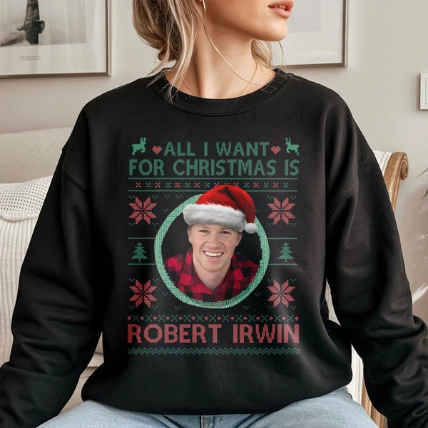 Robert Irwin Ugly Christmas Sweatshirt | Funny Celebrity Holiday Pullover | Premium Cotton Blend | Fan Gift for Men and Women