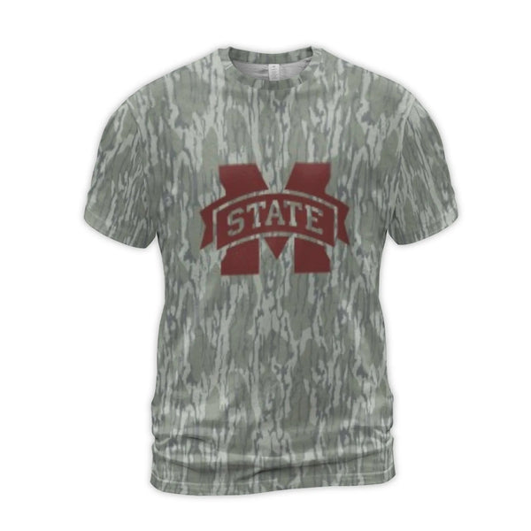 Mississippi State University T-Shirt | Camo All-Over 3D Print | Premium Jersey Polyester | College Sports Fan Gift for Men an