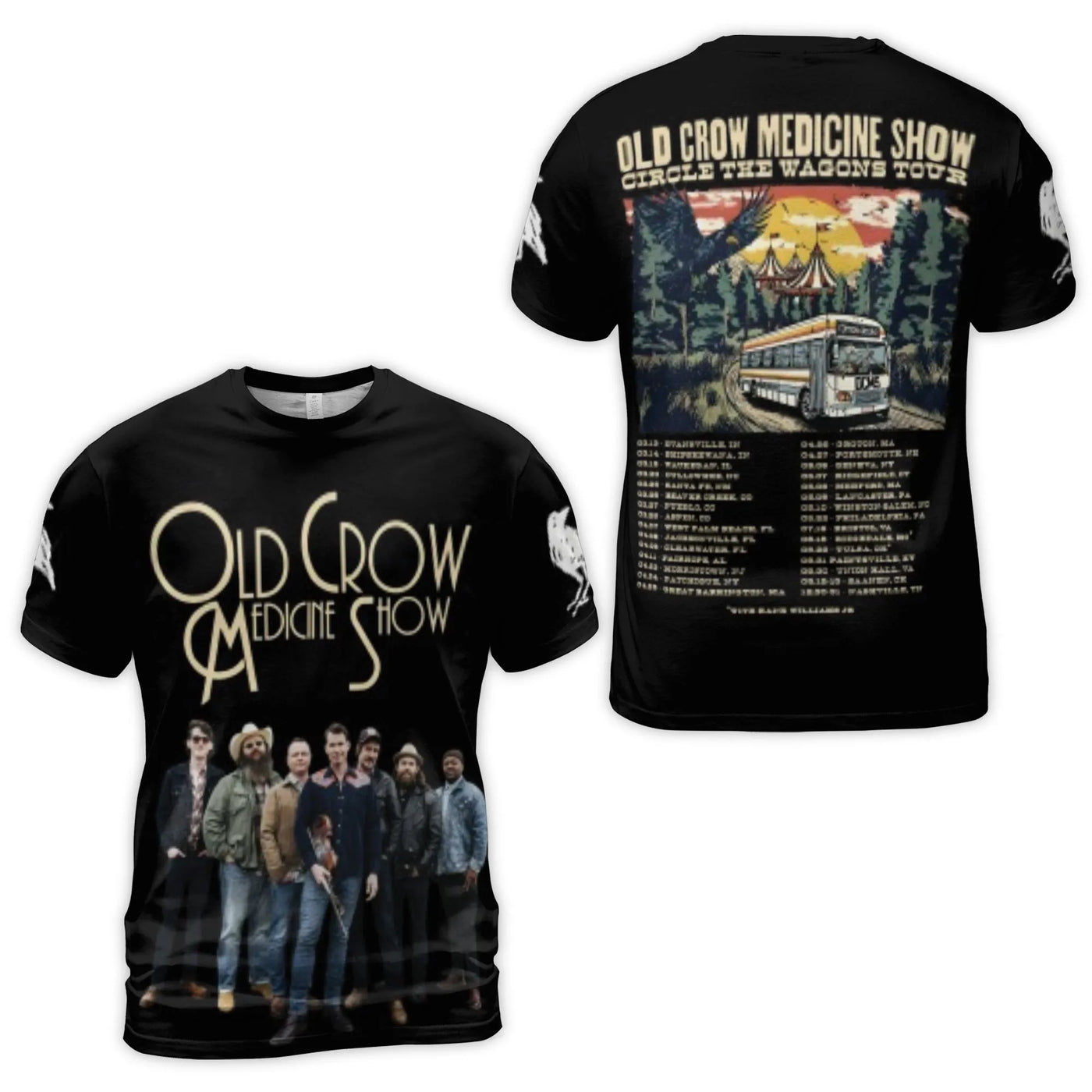 Old Crow Medicine Show Tour T-Shirt | Circle The Wagons Graphic Tee | Premium Polyester Blend | Band Merch Gift for Music Fan