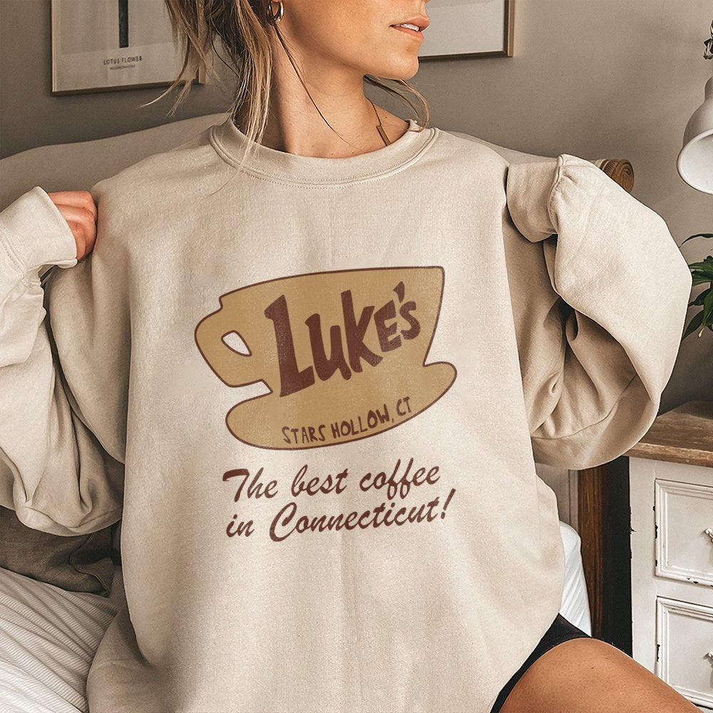 Luke's Diner Coffee Sweatshirt | Stars Hollow Graphic Print | Premium Cotton Blend | Gilmore Girls Fan Gift & TV Show Lover A