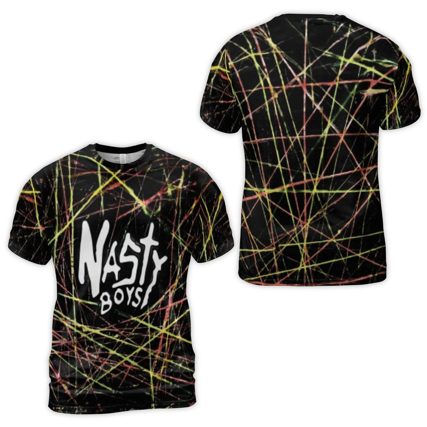 Nasty Boys Graffiti T-Shirt | Abstract Neon Line Art Print | Premium Polyester Blend | Edgy Urban Streetwear for Men and Wome