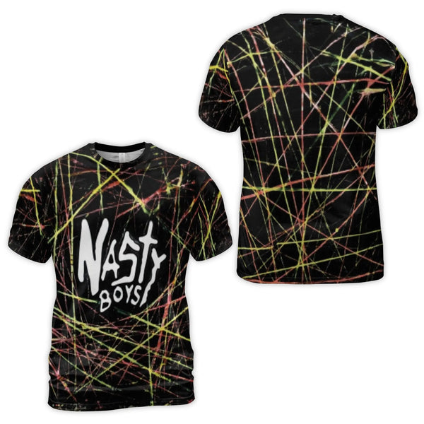 Nasty Boys Graffiti T-Shirt | Abstract Neon Line Art Print | Premium Polyester Blend | Edgy Urban Streetwear for Men and Wome