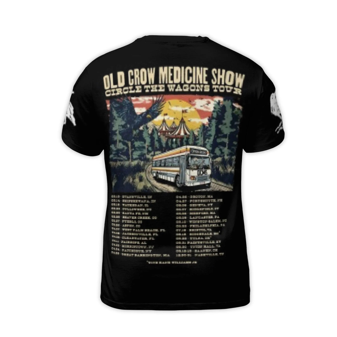 Old Crow Medicine Show Tour T-Shirt | Circle The Wagons Graphic Tee | Premium Polyester Blend | Band Merch Gift for Music Fan