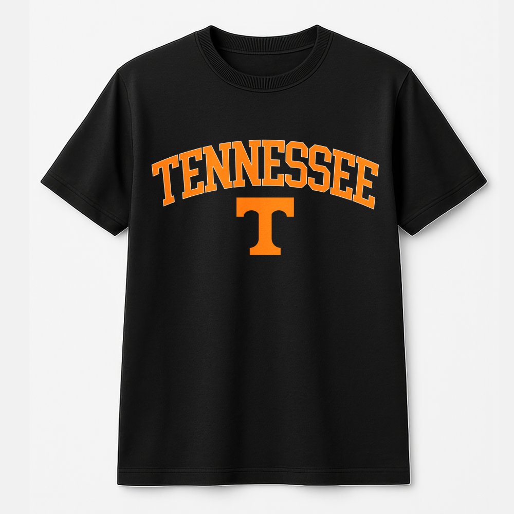 Tennessee T Logo T-Shirt | Retro Arch Text Graphic | 100% Cotton Premium Quality | State Pride Gift for Sports Fans