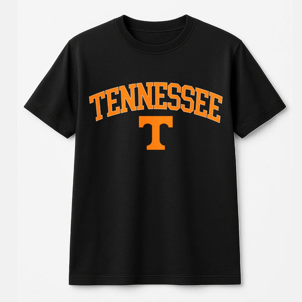 Tennessee T Logo T-Shirt | Retro Arch Text Graphic | 100% Cotton Premium Quality | State Pride Gift for Sports Fans