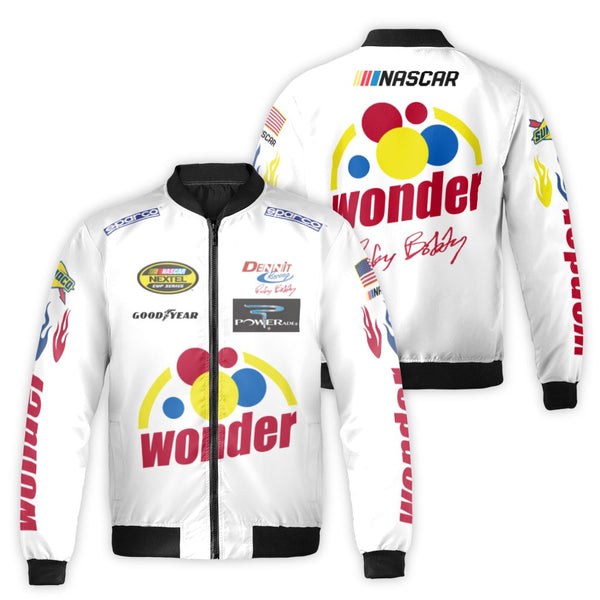 Wonder Bread Racing Bomber Jacket | Ricky Bobby Tribute Graphic Print | Premium Nylon Streetwear | Funny Gift for Talladega N