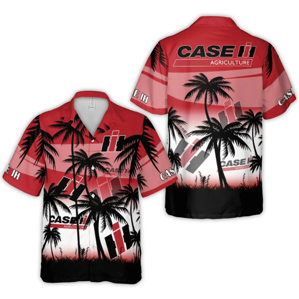 Case IH Hawaiian Shirt | Tropical Palm Tree Sunset Graphic | Premium Moisture-Wicking Polyester | Perfect Gift for Farmers & 