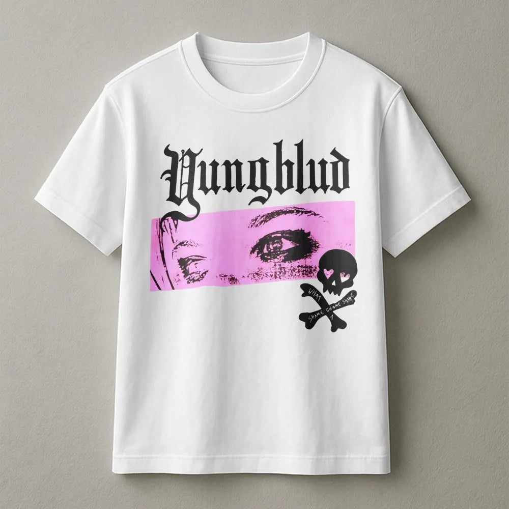 Yungblud Aesthetic Graphic T-Shirt | Gothic Skull & Pink Eyes Print | Premium Soft Cotton Tee | Alternative Rock Band Merch G