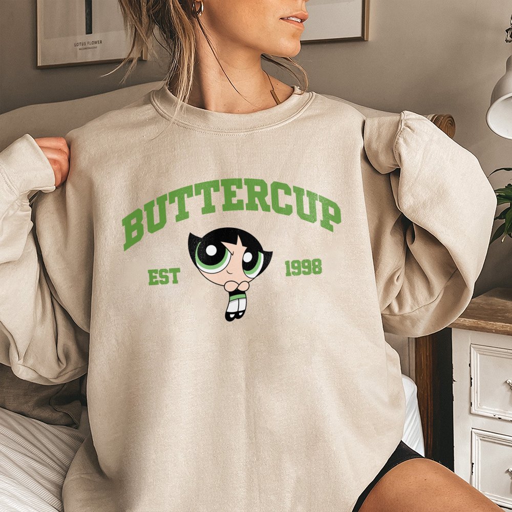 Buttercup Graphic Sweatshirt | 90s Cartoon Character Print | Premium Cotton-Blend Fleece | Nostalgic Pop Culture Gift for Wom