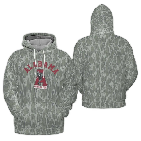 Alabama Crimson Tide Hoodie | Realtree Camouflage 3D Print | Premium Polyester Fleece | Unisex Football Fan Gift