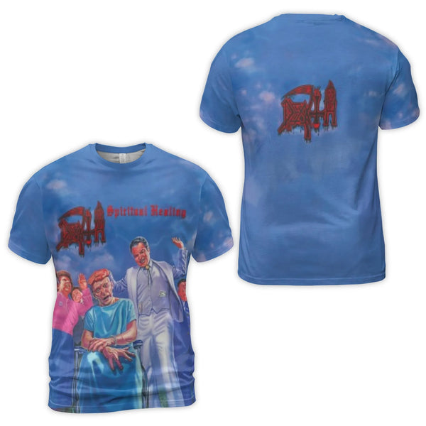 Death Spiritual Healing Graphic T-Shirt | All-Over Print Metal Band Merch | Premium Jersey Fabric | Collector's Gift For Deat