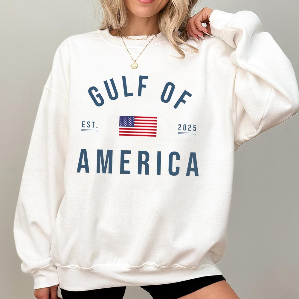 Gulf of America Sweatshirt | Patriotic American Flag Est 2025 Graphic | Premium Cotton Blend Crewneck | Unisex USA Gift for P