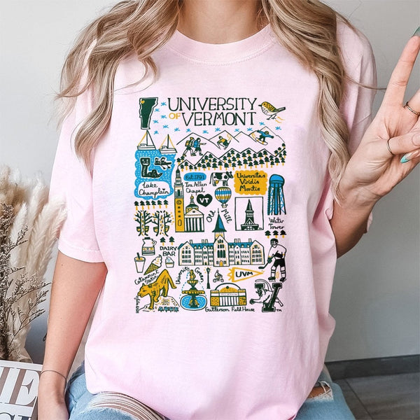 University of Vermont T-Shirt | UVM Campus Map Graphic Print | 100% Soft Cotton Tee | Collegiate Gift for Students, Alumni & 