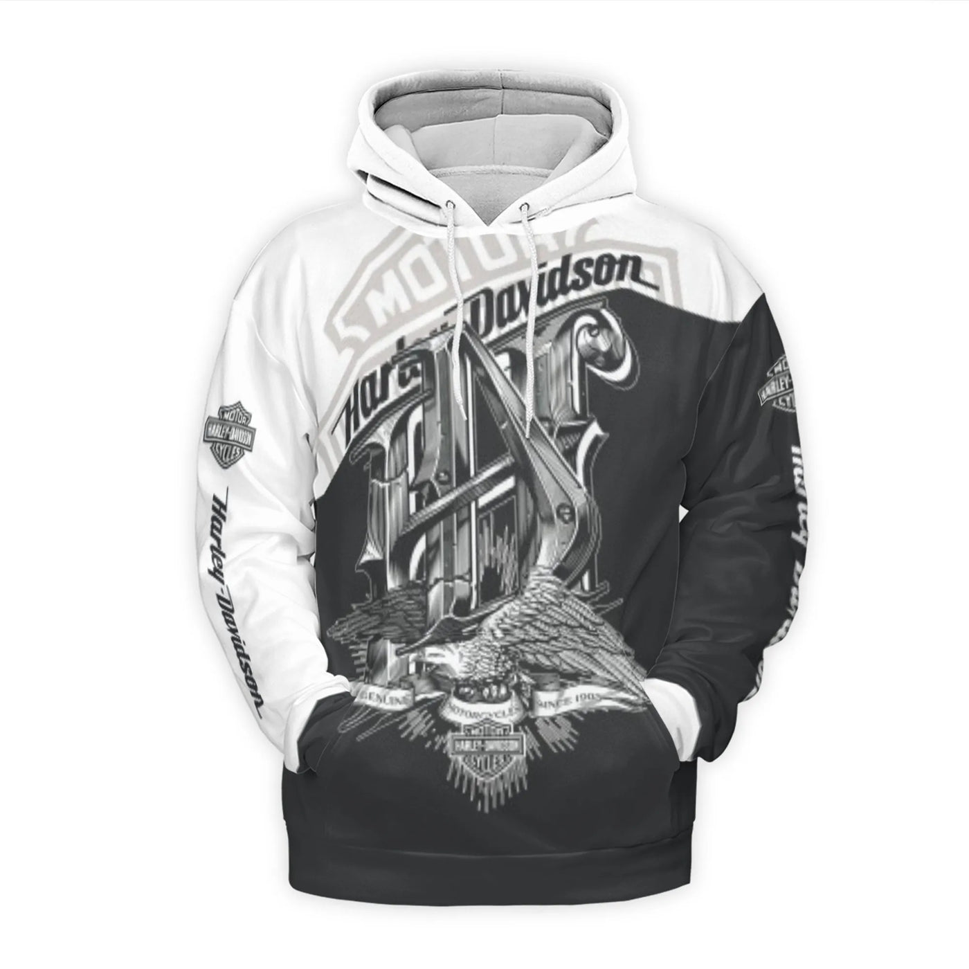 Motorcycle Eagle 3D Hoodie | Live To Ride Graphic Pullover | Premium All-Over Print Fleece | Biker Gift For Men And Women