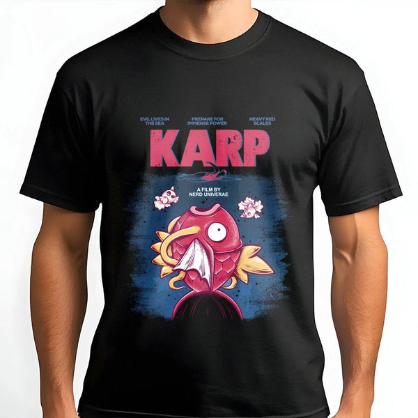 Karp Horror Movie Parody T-Shirt | Funny Fish Monster Graphic Design | Premium Cotton Retro Apparel | Unique Gift for Anime a