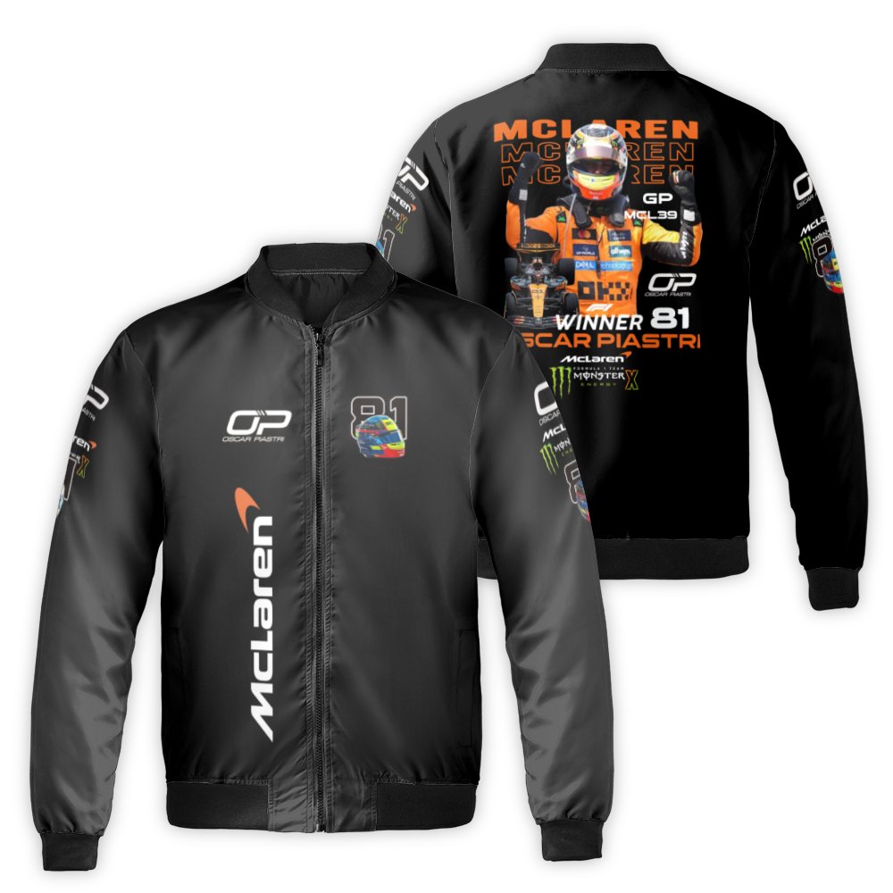 Oscar Piastri F1 Bomber Jacket | McLaren Racing Team MCL39 Graphic | Premium Nylon Streetwear | Race Day Gift for Formula 1 F