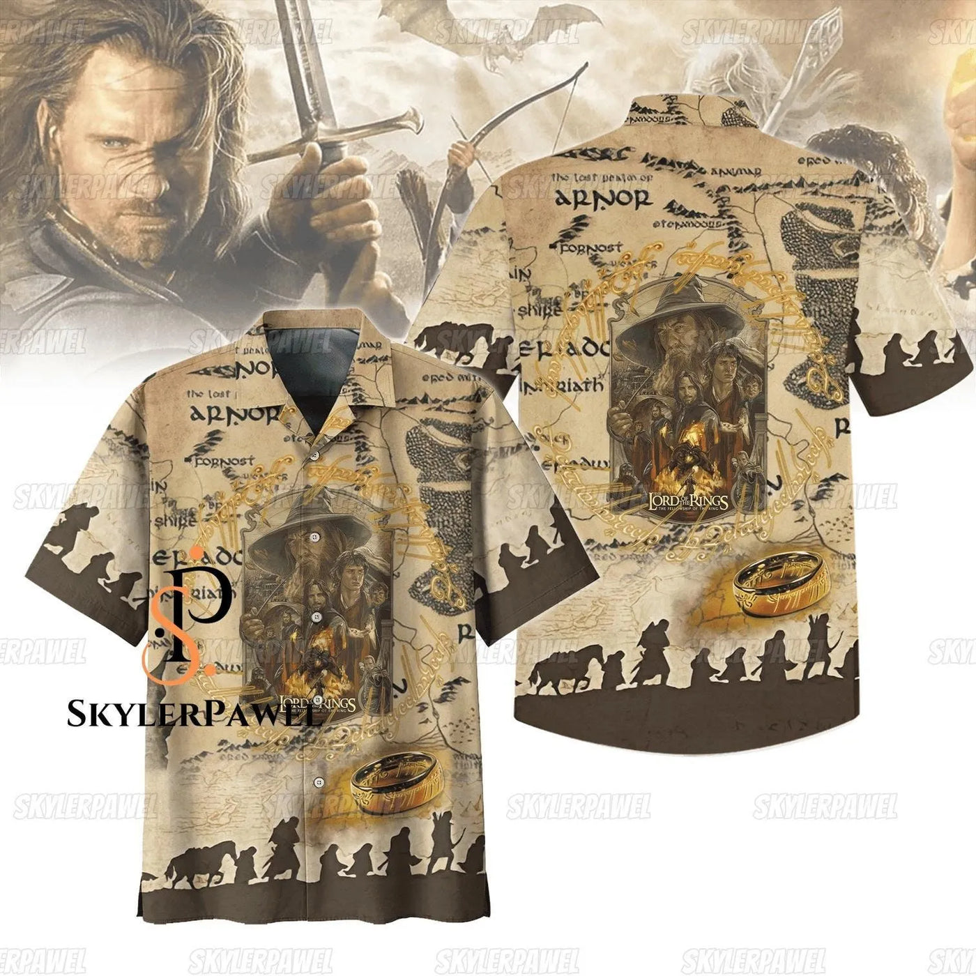 Middle Earth Map Hawaiian Shirt | Fantasy Adventure Graphic | Premium Polyester Aloha | Gift For Lord Of The Rings Fans