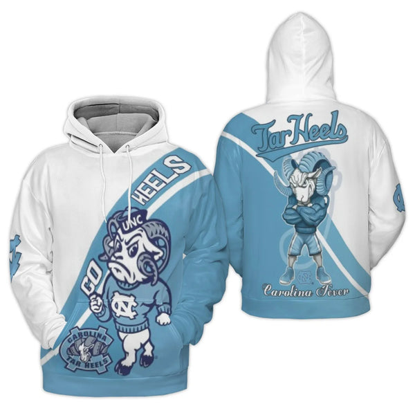 Tar Heels 3D Hoodie | Rameses Mascot Graphic Print | Premium Polyester Fleece | Unisex Carolina University Fan Gift