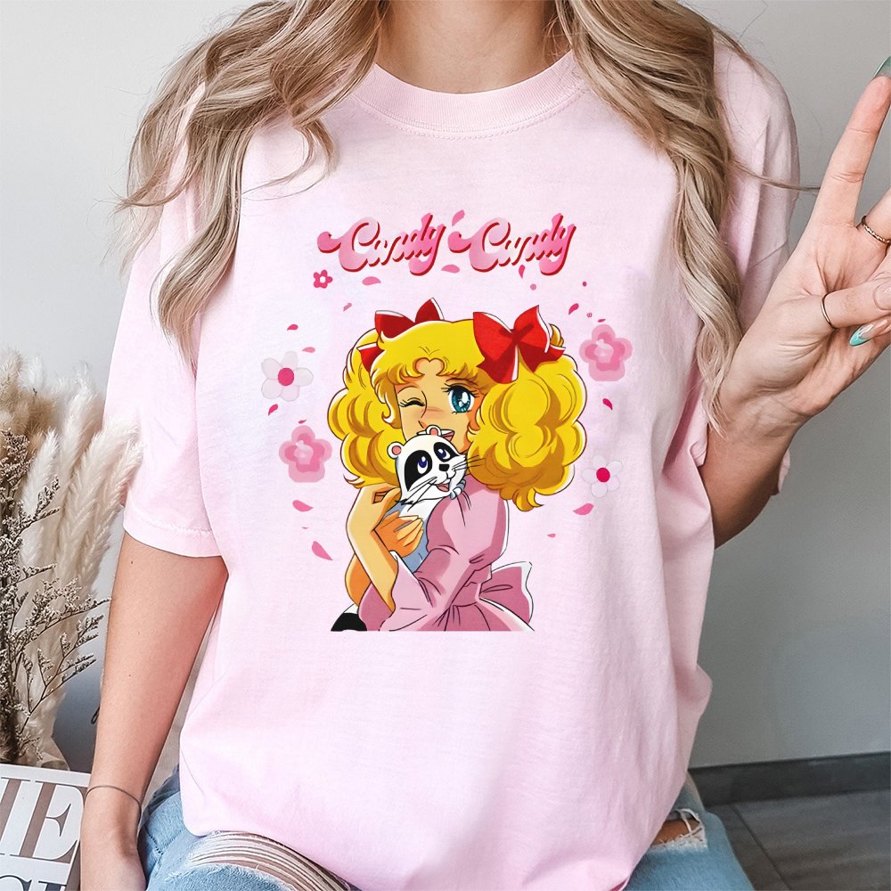 Candy Candy Anime Graphic T-Shirt | 90s Retro Shojo Manga Illustration | Premium 100% Cotton Tee | Nostalgic Gift For Anime L