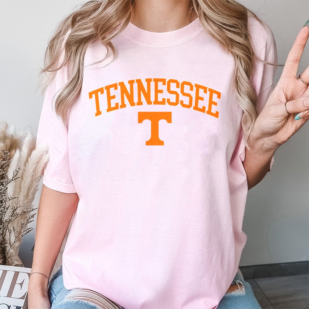 Tennessee T Logo T-Shirt | Retro Arch Text Graphic | 100% Cotton Premium Quality | State Pride Gift for Sports Fans