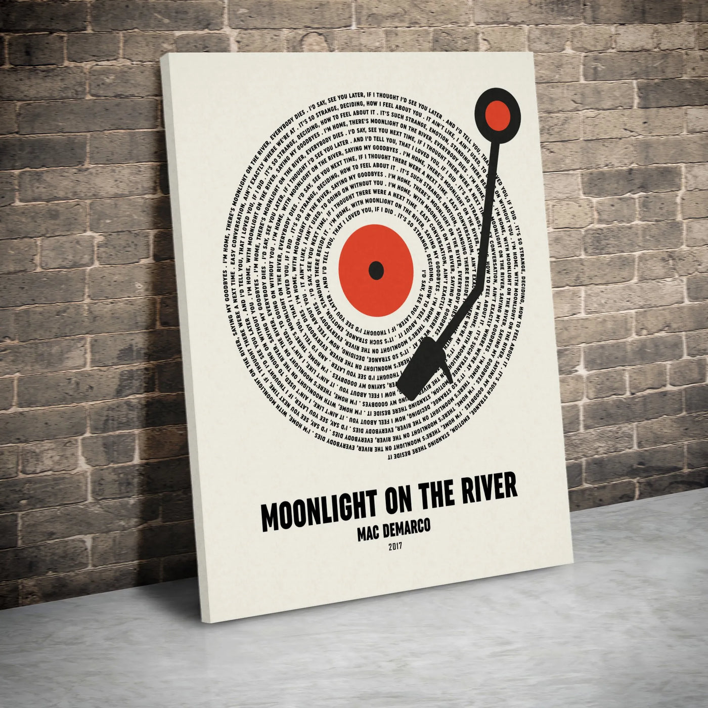 Mac DeMarco Moonlight On The River Lyrics Canvas | Vinyl Record Wall Art Print | Premium 1.25 Inch Gallery Wrap | Music Lover