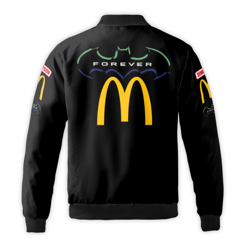 Vintage Racing Bomber Jacket | McDonald's Batman Forever Bill Elliott Design | Durable Nylon Shell | Premium Streetwear Gift 