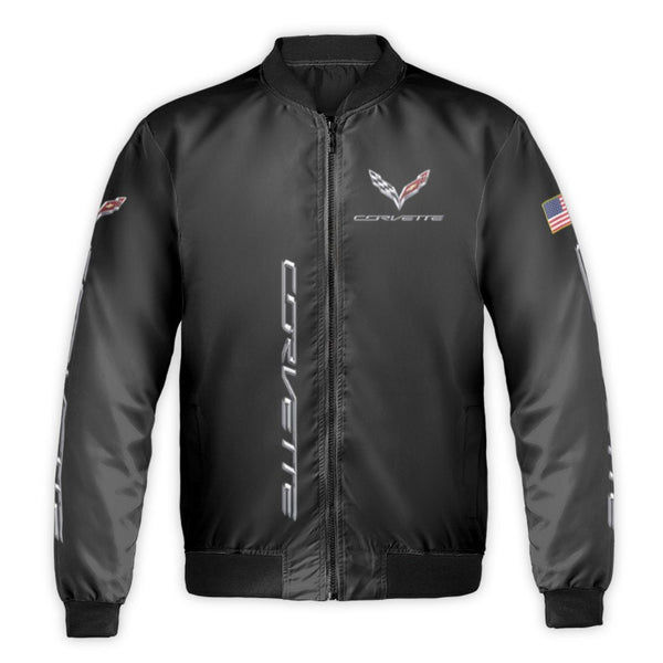 Corvette Bomber Jacket | Iconic Sports Car Logo Design | Durable Nylon Windbreaker | Premium Automotive Fan Gift for Men and 