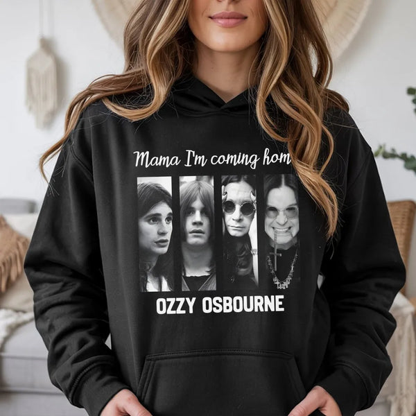 Ozzy Osbourne Hoodie | Mama I'm Coming Home Graphic Print | Premium Cotton-Blend Fleece | Rock Music Fan Gift | Unisex Vintag