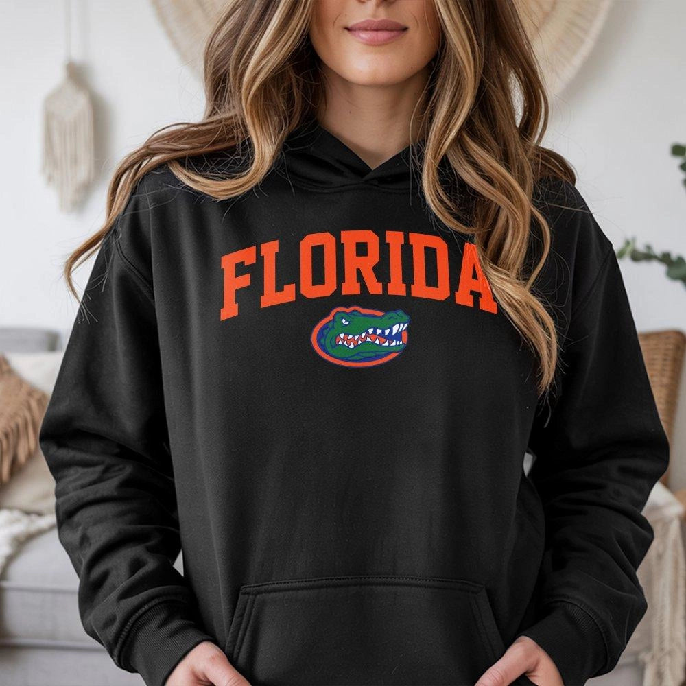 Florida University Gators Hoodie | Arch Text Graphic Sweatshirt | Premium Cotton Blend | College Spirit Fan Apparel Gift