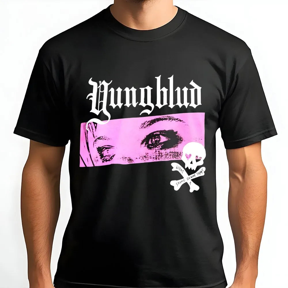 Yungblud Aesthetic Graphic T-Shirt | Gothic Skull & Pink Eyes Print | Premium Soft Cotton Tee | Alternative Rock Band Merch G