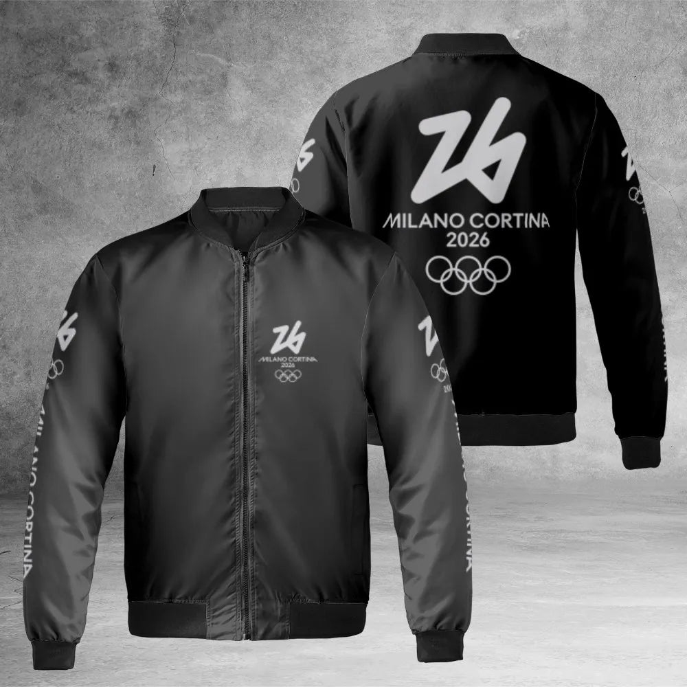 Milano Cortina 2026 Bomber Jacket | Olympic Winter Games Sports Souvenir | Durable Nylon Quilted Outerwear | Unisex Premium C