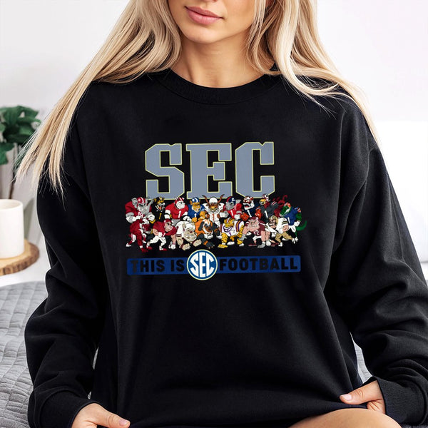SEC Football Mascot Sweatshirt | Vintage College Game Day Graphic | Premium Cotton Blend Crewneck | Gift for University Sport