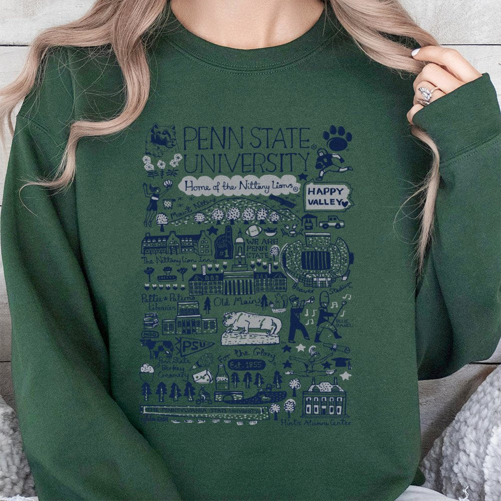 Penn State University Sweatshirt | Nittany Lions Campus Map Illustration | Premium Cotton-Poly Blend | Game Day Gift for PSU 