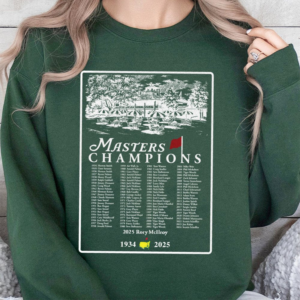Golf History Champions Sweatshirt | Masters Winner List 1934-2025 | Premium Cotton Blend | Gift for Golf Lover & Augusta Fan