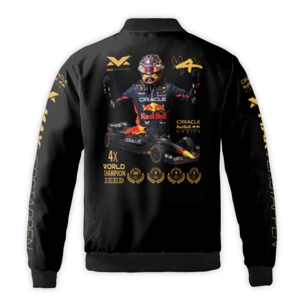 Formula 1 Bomber Jacket | Max Verstappen 4x World Champion Motorsport Apparel | Durable Nylon Shell | Premium Red Bull Racing