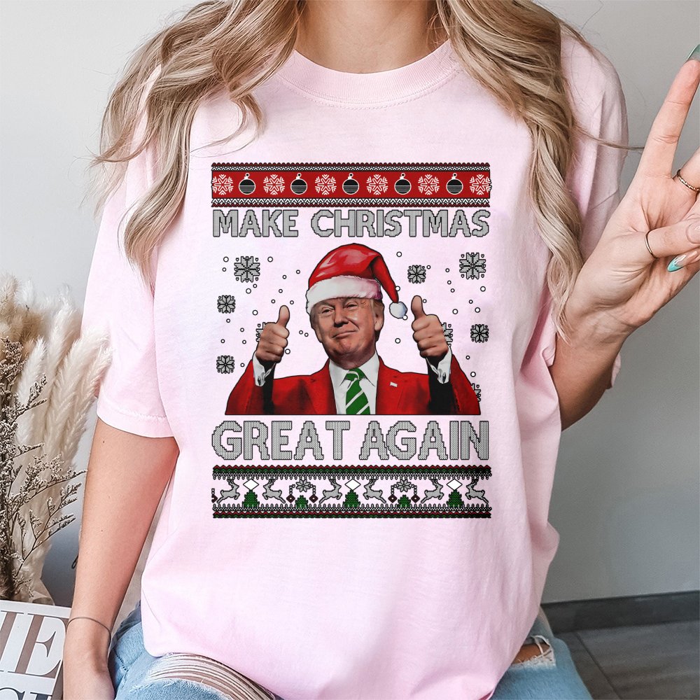 Make Christmas Great Again T-Shirt | Ugly Christmas Sweater Graphic Design | Premium Cotton Unisex Tee | Funny Republican Gif