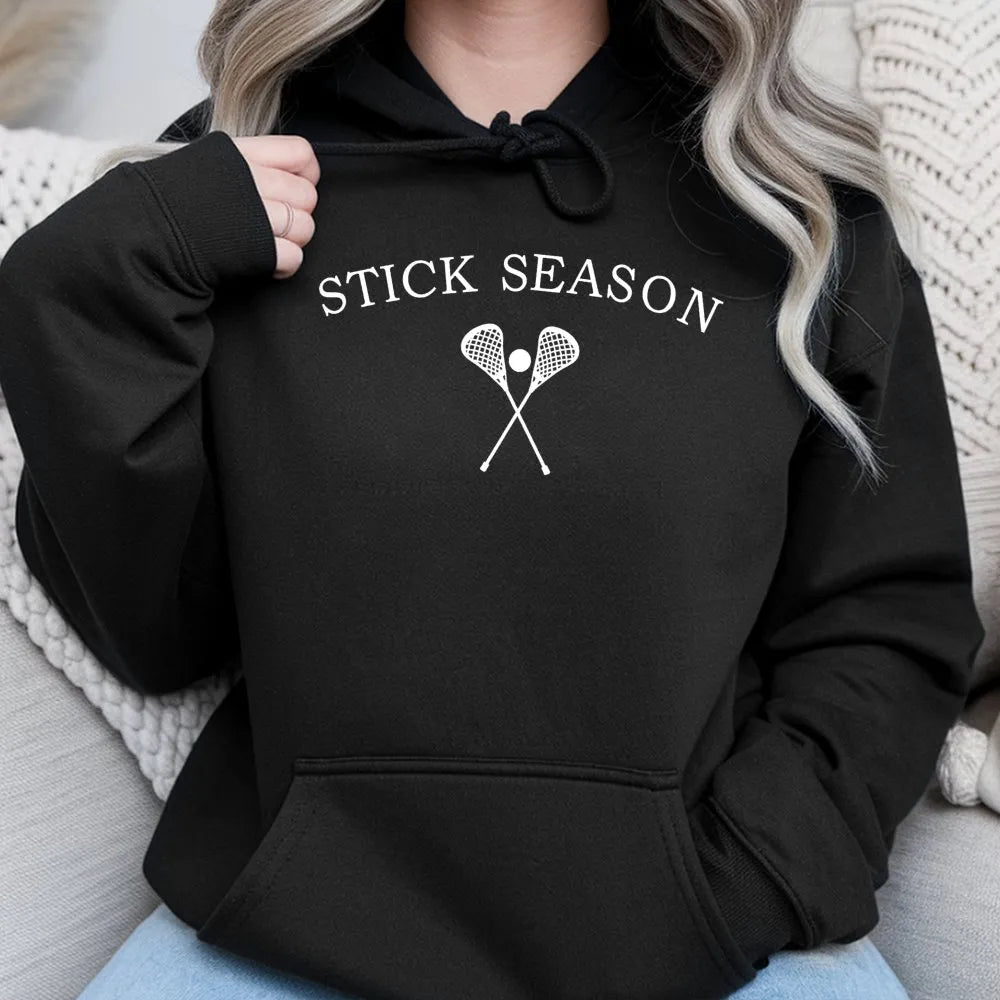 Stick Season Lacrosse Hoodie | Crossed Lacrosse Sticks Graphic | Premium Cotton Blend | Gift for Lacrosse Player or Lacrosse 