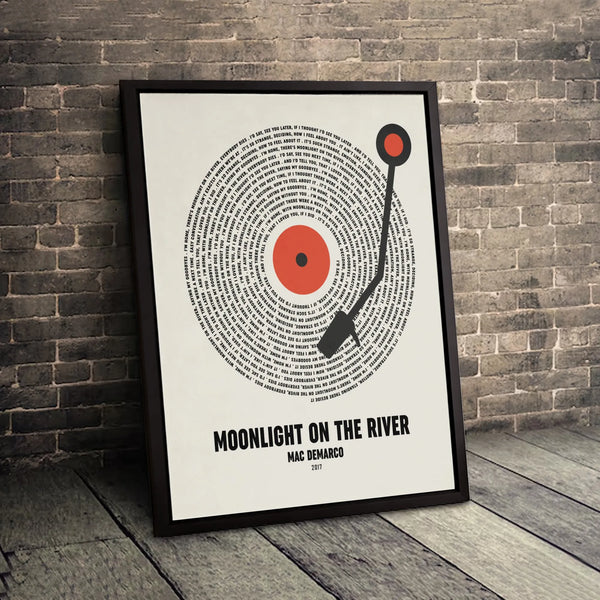Mac DeMarco Moonlight On The River Lyrics Canvas | Vinyl Record Wall Art Print | Premium 1.25 Inch Gallery Wrap | Music Lover