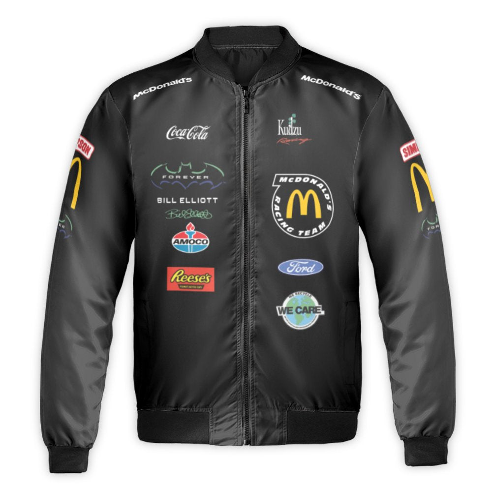 Vintage Racing Bomber Jacket | McDonald's Batman Forever Bill Elliott Design | Durable Nylon Shell | Premium Streetwear Gift 