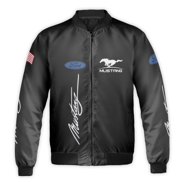 Ford Mustang Bomber Jacket | Muscle Car Graphic Print | Durable Nylon Shell | Premium Gift for Mustang Enthusiasts & Pony Car