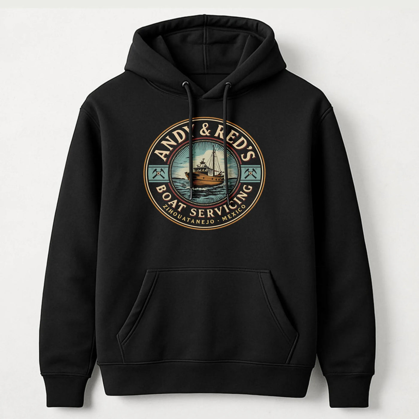 Andy & Red’s Boat Servicing Hoodie | Zihuatanejo Mexico Graphic | Premium Cotton Blend | Shawshank Redemption Inspired Movie 