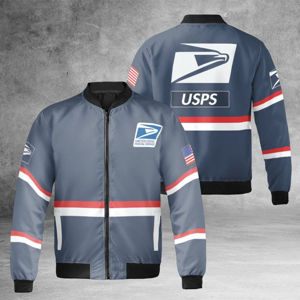 USPS Bomber Jacket | United States Postal Service Logo Graphic | Durable Nylon Outer Shell | Style Apparel Gift