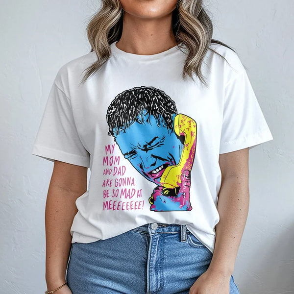 My Mom And Dad Are Gonna Be So Mad At Me T-Shirt | Retro Pop Art Graphic Tee | 100% Premium Cotton | Funny Sarcastic Quote Gi