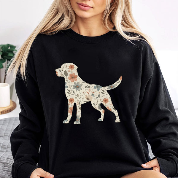 Floral Labrador Retriever Sweatshirt | Botanical Lab Dog Mom Pullover | Soft Cotton Blend Crewneck | Cottagecore Aesthetic Gi
