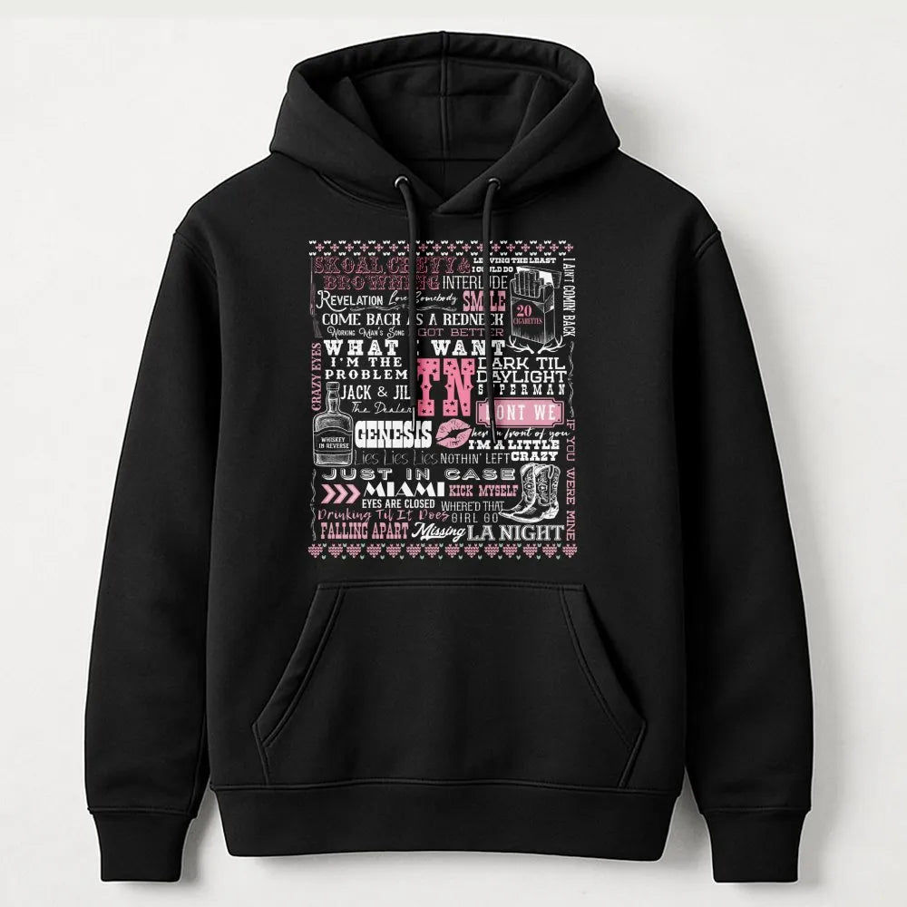 Country Music Song Lyrics Hoodie | Western Aesthetic Typography Design | Premium Soft Cotton Blend | Gift for Country Concert