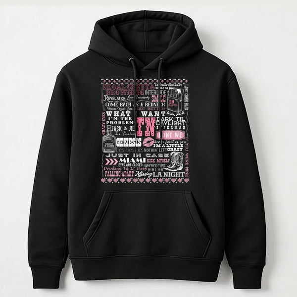 Country Music Song Lyrics Hoodie | Western Aesthetic Typography Design | Premium Soft Cotton Blend | Gift for Country Concert