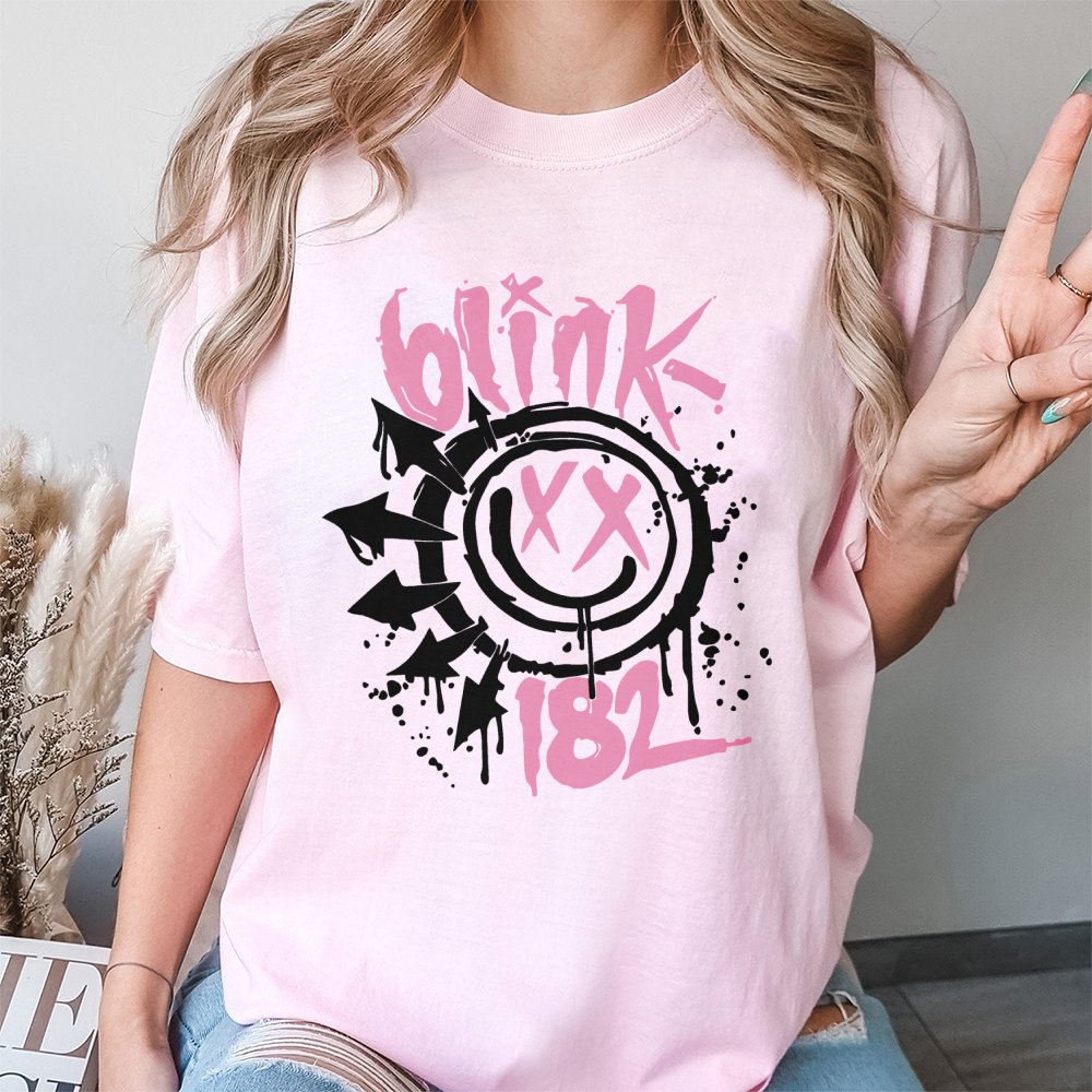 Blink-182 Smiley Face T-Shirt | Retro Pop-Punk Music Graphic Tee | 100% Soft Cotton Premium Quality | Unisex Band Merch for R