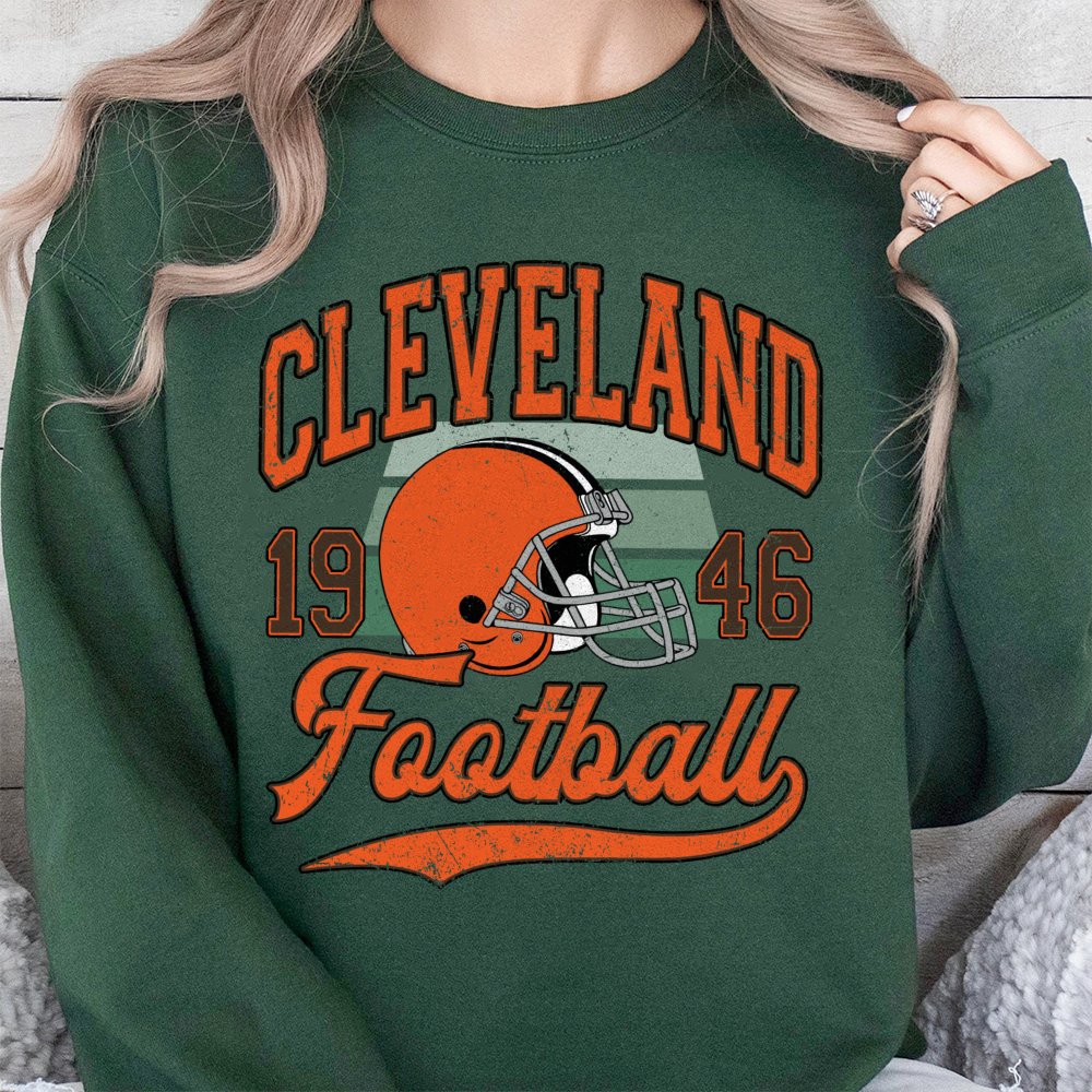 Cleveland Football Sweatshirt | Retro 1946 Helmet Vintage Design | Premium Cotton Blend | Gift For Ohio Sports Fans Unisex Ap